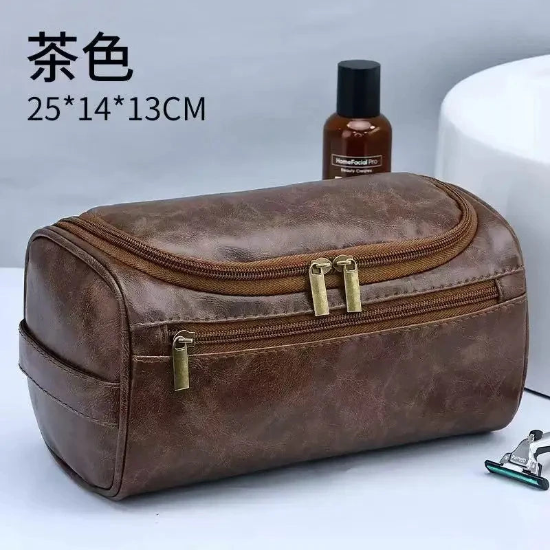 Neceser de cuero para hombre y mujer, neceser colgante para hombre, neceser de viaje, neceser grande para cosméticos.