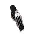 Juego de cucharas soperas 4 en 1: cuchara plegable, cuchillo, tenedor, abridor de botellas, acero inoxidable, kit de bolsillo plegable, vajilla para exteriores.