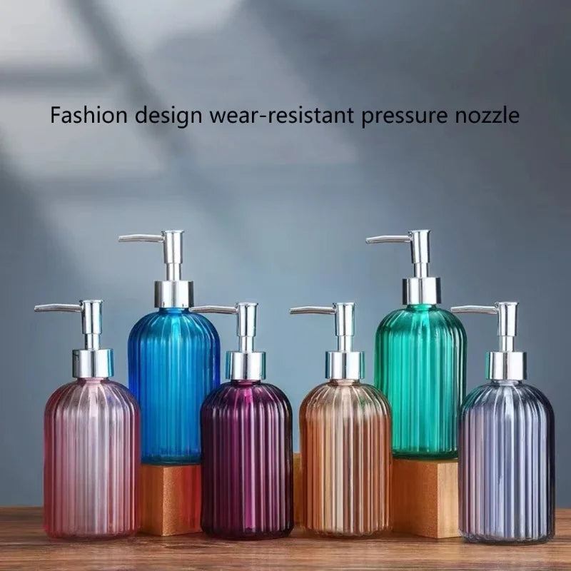 Dispensador de jabón para baño, vidrio transparente, vacío, para rellenar, para detergente, cocina, desinfectantes de manos, gel de ducha, champú.