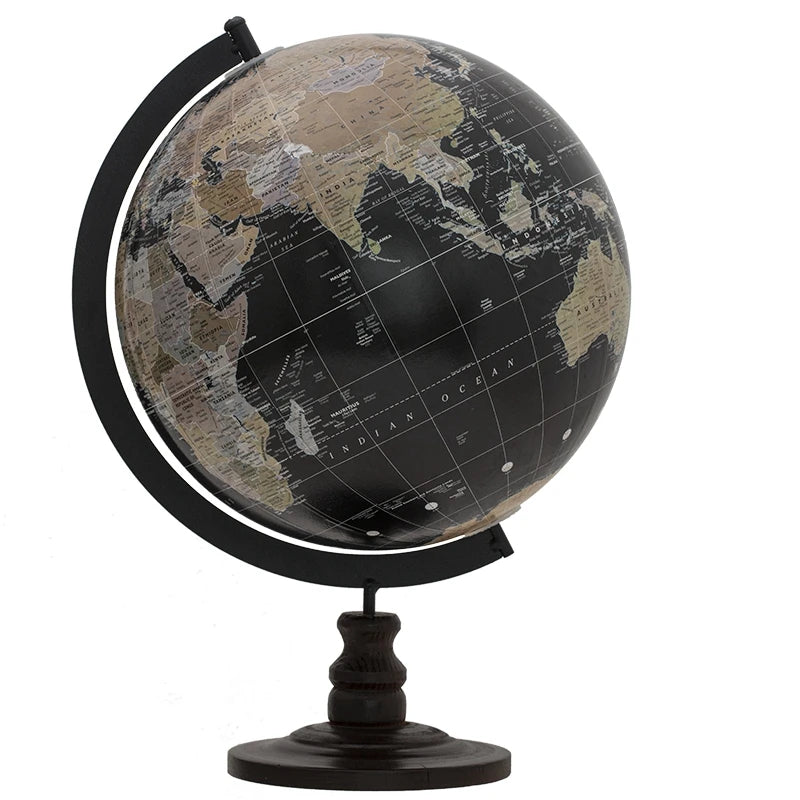 Globo terráqueo europeo vintage, adorno de globo terráqueo de madera, decoración de escritorio de oficina