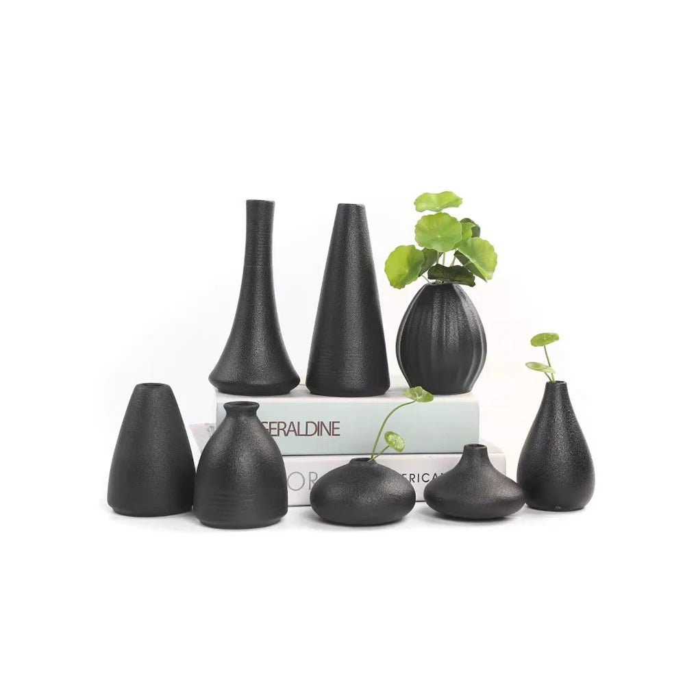 Jarrón pequeño de cerámica para flores, decoración del hogar, artesanías, adorno de mesa, sencillez, decoración de estilo japonés.