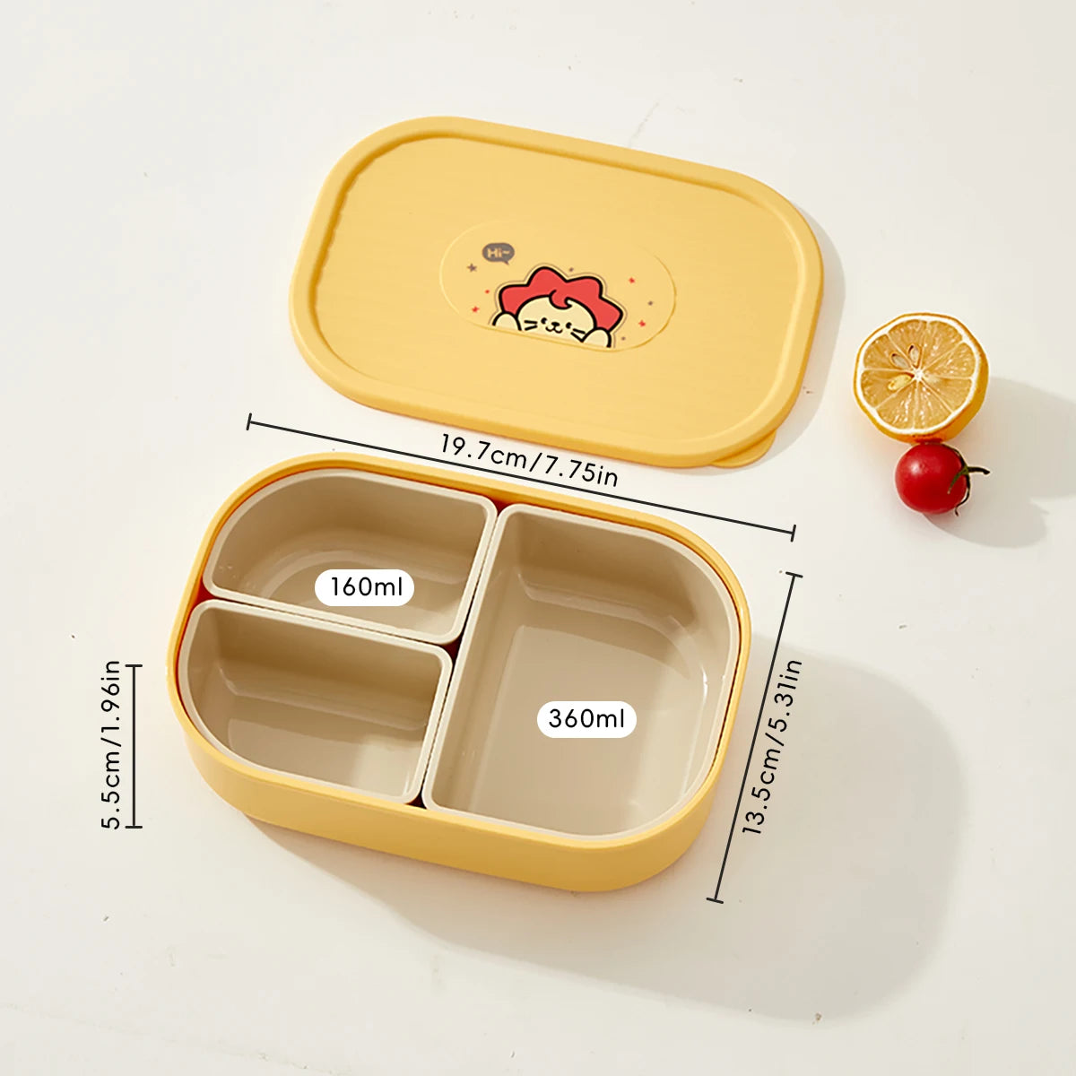 WORTHBUY Tupper de Almuerzo de Plástico para Microondas con 3 Rejillas, Caja Bento de Frutas Portátil y Desmontable, Contenedor de Comida Apilable para Escuela y Oficina