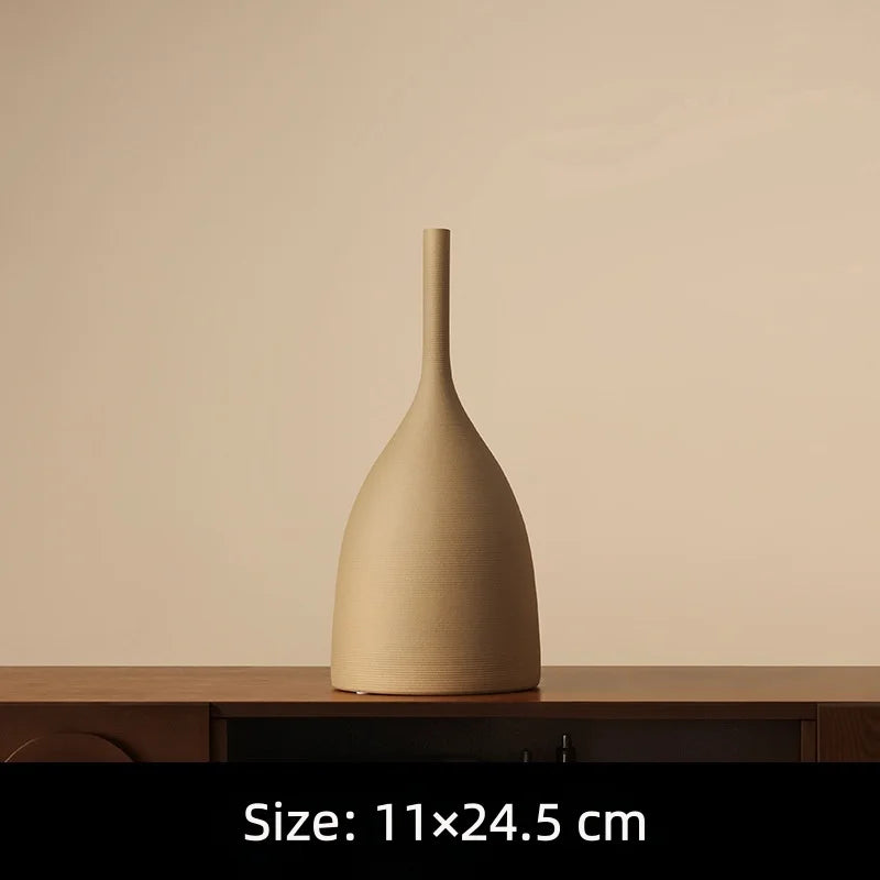Jarrón nórdico minimalista Morandi Jarrón de cerámica vintage con textura cepillada Jarrón de cerámica vintage con textura cepillada Decoración del hogar