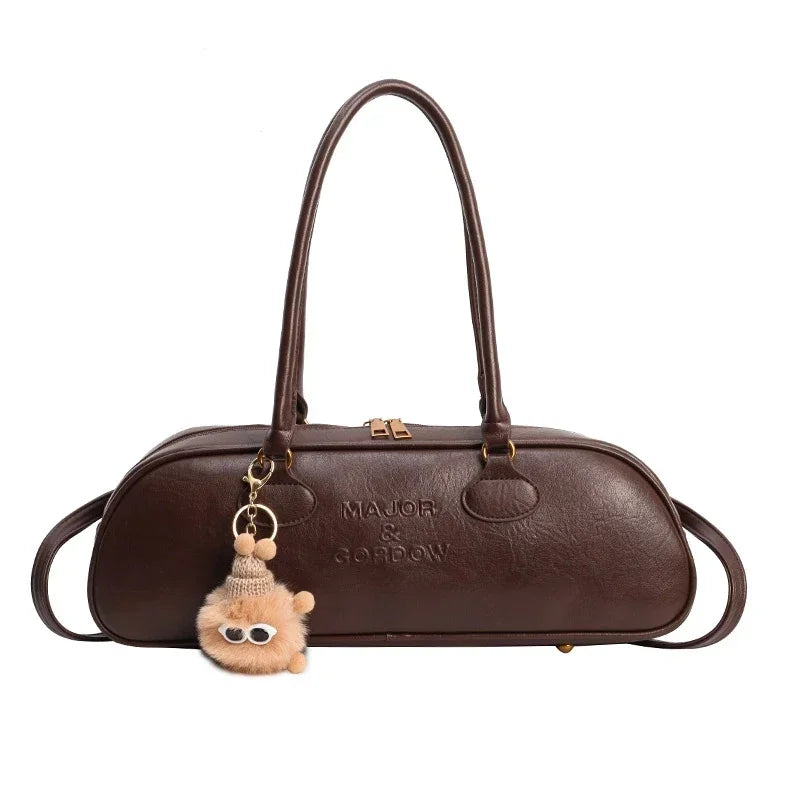 Bolsos de hombro de PU con cremallera y costuras sólidas, tipo baguette suave 2024, bolsos de alta calidad para mujer, bolsos de mano de gran capacidad para mujer.