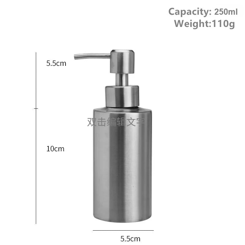 Dispensador de jabón líquido, botella para gel, acero inoxidable 304, plata, oro rosa, bomba para loción, jabón de manos, dispensador para cocina y baño.