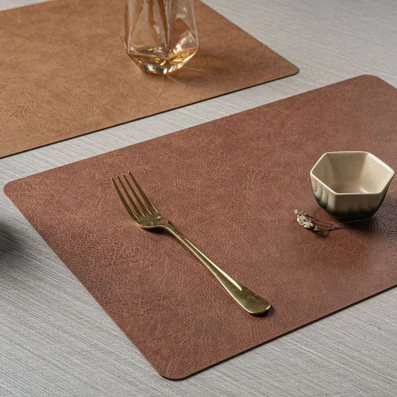 Manteles individuales de cuero de doble cara para cocina, manteles individuales resistentes al calor para mesa de comedor, posavasos, escurridor de platos