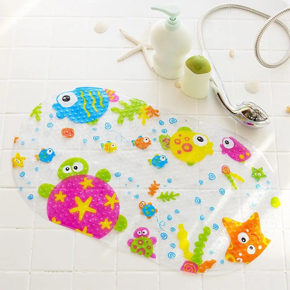 Alfombrilla de baño antideslizante de PVC suave con diseño de dibujos animados para niños, con ventosa, para ducha y bañera.