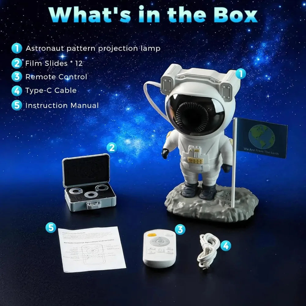 Astronaut Galaxy Projector Star Projector with 12 Space Films Planetarium Projector Night Light Nebula for Adult Game Room Decor