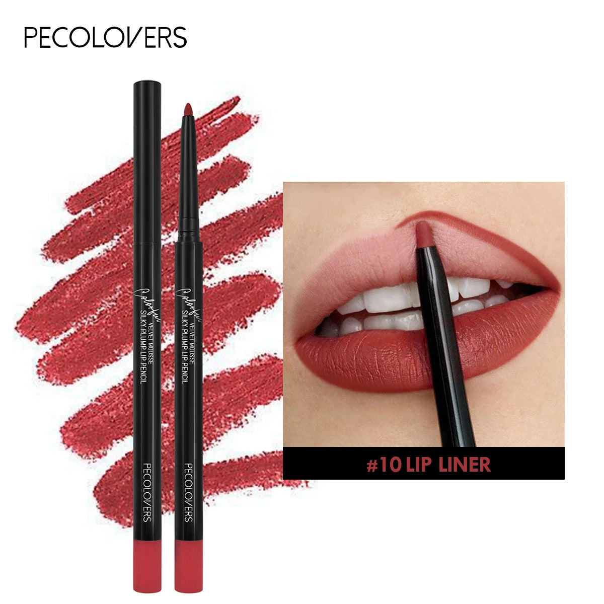 Lápiz delineador de labios mate resistente al agua, labial rojo con contorno, larga duración, no se transfiere, hidratante para labios, maquillaje, 12 colores.