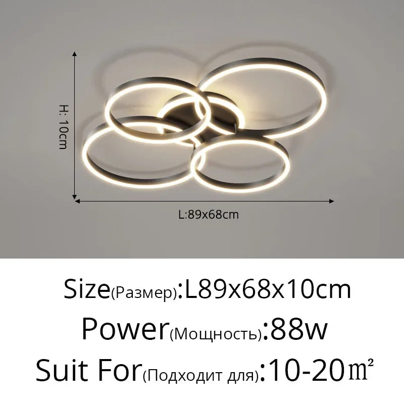 Lámparas de techo LED nórdicas modernas de lujo con anillos redondos para decoración del hogar, ideales para cocina, sala de estar, comedor y dormitorio infantil.