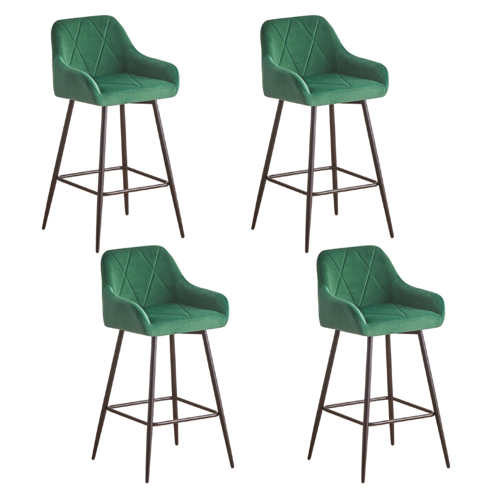 JYMTOM Juego de 2/4 piezas de taburetes de bar, taburetes de mostrador, taburetes de bistró, sillas de bar tapizadas en terciopelo/PU con reposabrazos, taburete moderno con metal negro