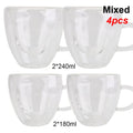 Taza de té/cerveza con forma de corazón de 180 ml/240 ml, taza de zumo/café, taza de regalo, taza de vidrio de doble capa resistente al calor.