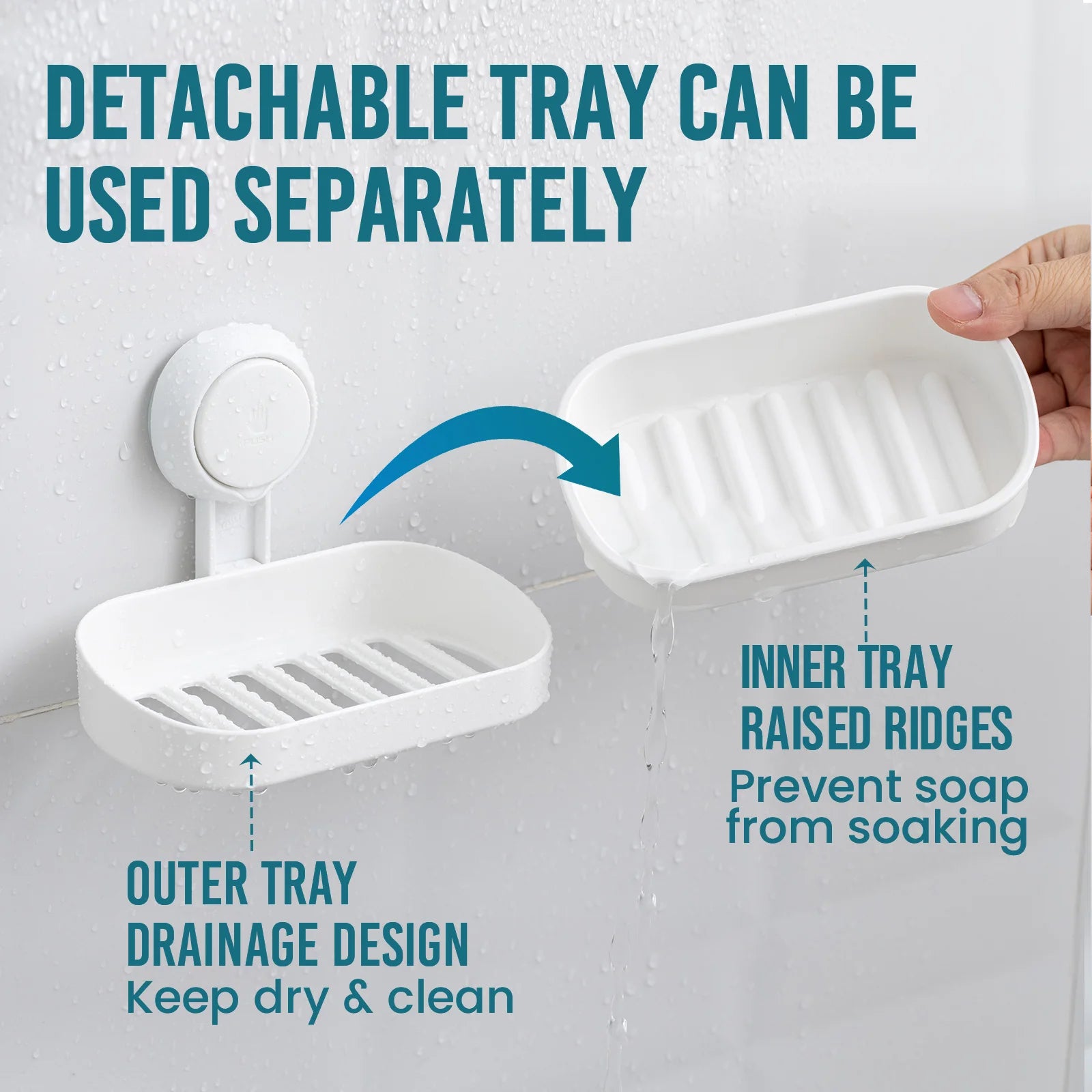 Jabonera TAILI para ducha, soporte impermeable para jabón de ducha, jabonera resistente sin necesidad de taladrar, para baño y fregadero de cocina.