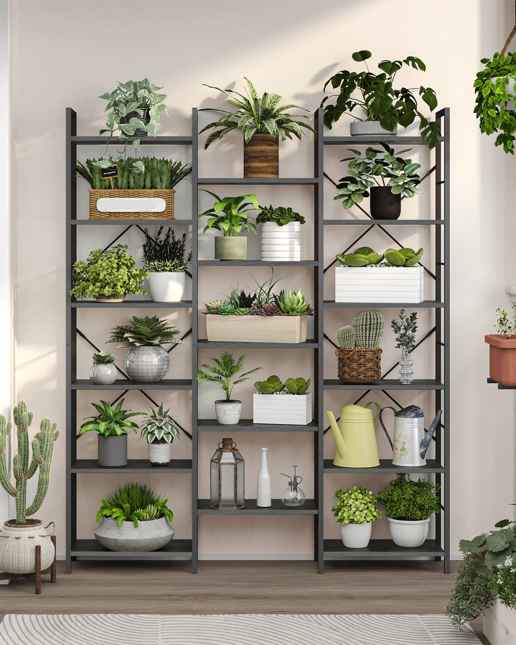 Librería, estantería de pie con 17 estantes, espaciado ajustable, estantería para libros con estructura metálica, para sala de estar o dormitorio.