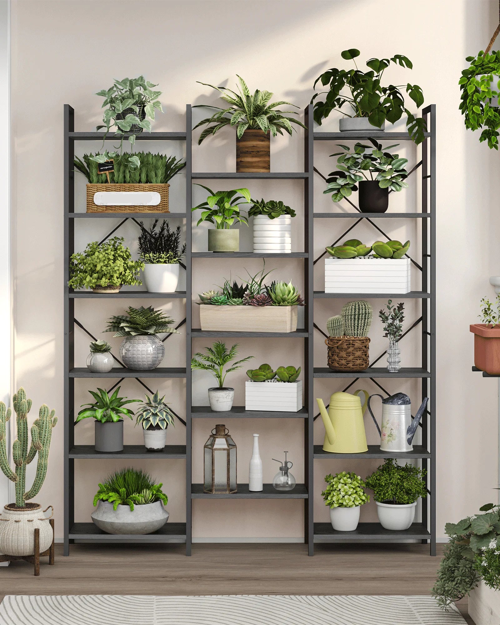 Librería, estantería de pie con 17 estantes, espaciado ajustable, estantería para libros con estructura metálica, para sala de estar o dormitorio.