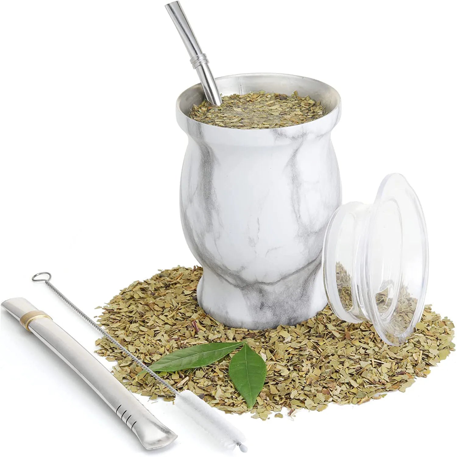 Juego de mate de calabaza natural con tapa (mate tradicional original - 230 ml) | Incluye 2 bombillas (pajitas para mate)