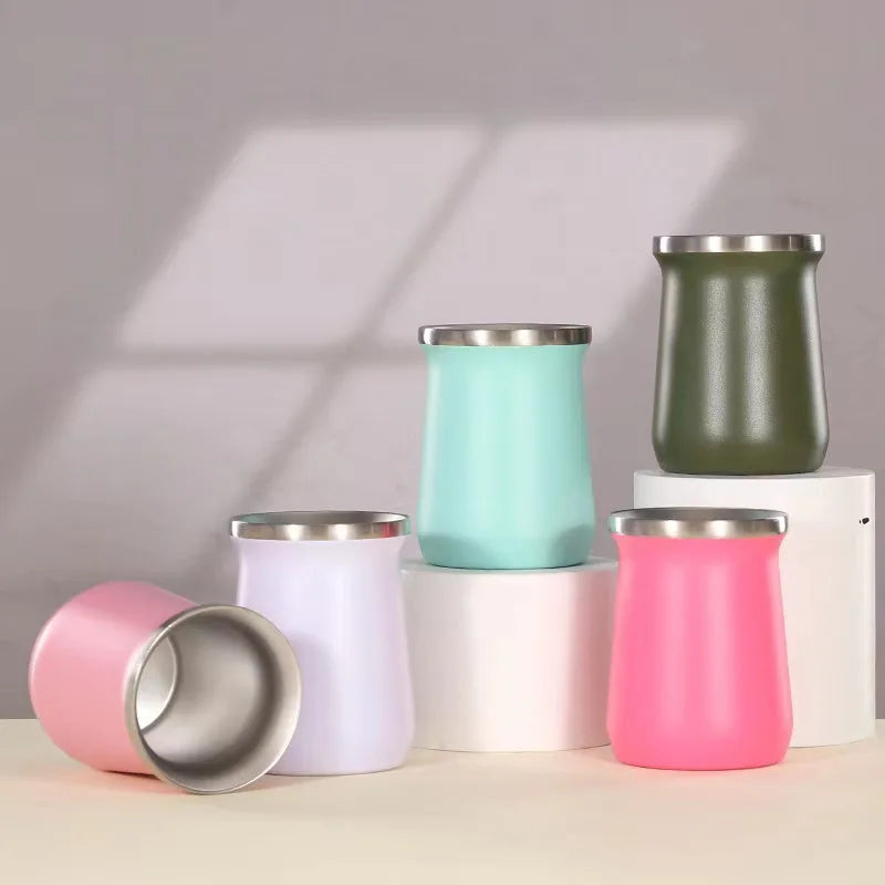 Mate de doble pared con diseño creativo de Sudamérica, termo de 240 ml (8 oz) para  mate.