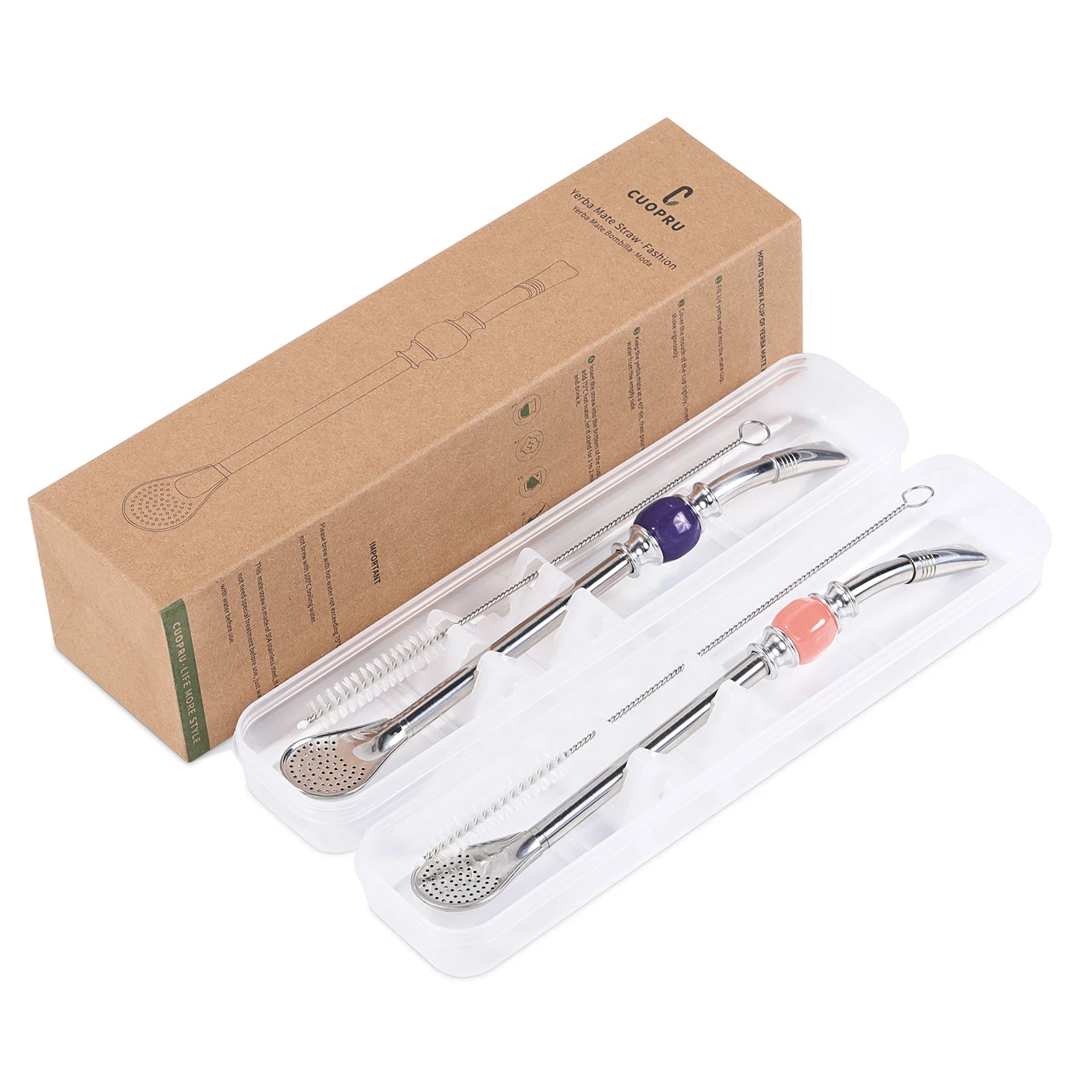 Juego de bombillas de acero inoxidable para té de yerba mate, pajitas reutilizables con filtro y cuchara, accesorio para bebidas de bar.