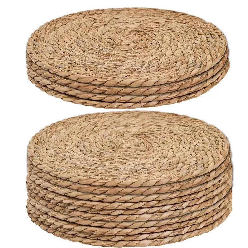Salvamanteles de ratán tejidos a mano, manteles individuales redondos aislantes del calor, manteles individuales tejidos naturales para comedor, decoración del hogar y bodas al por mayor