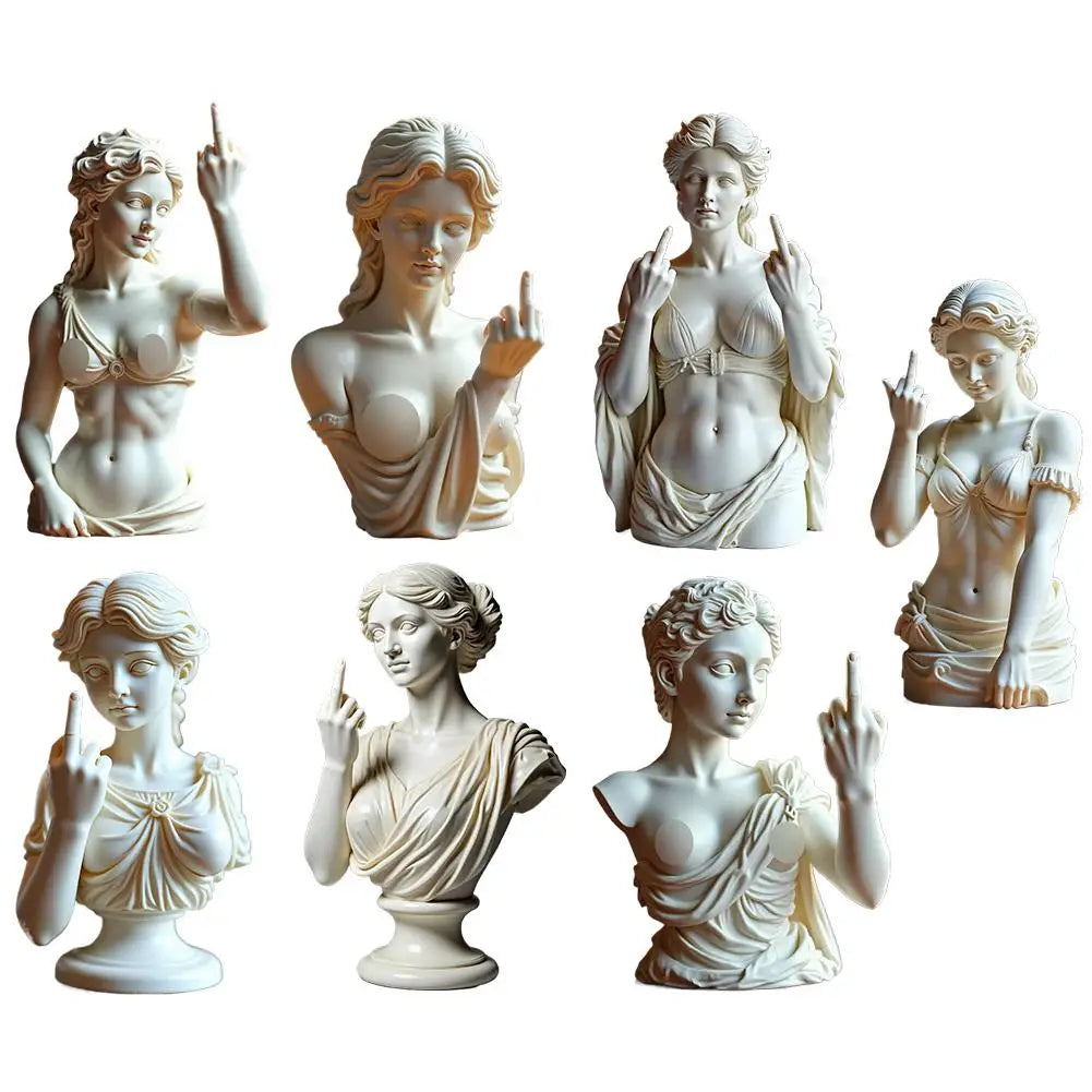 Estatua divertida de resina de la diosa vienesa con el dedo medio, decoraciones personalizadas para el hogar, el jardín, la oficina y la mesa. Regalos especiales.