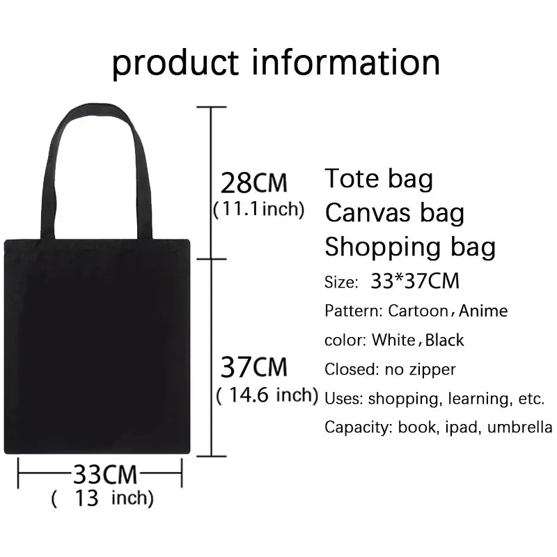 Bolso de mujer Jujutsu Kaisen, bolso de lona, bolso de hombro de anime japonés para mujer Ins Harajuku, bolso de compras vintage de dibujos animados de gran capacidad.