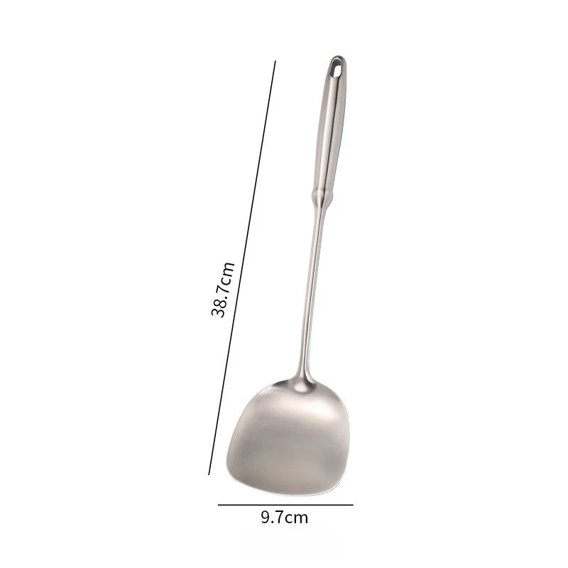 Utensilio para cocinar, servir y mezclar. Herramienta de cocina. Cuchara de cocina ranurada de acero inoxidable. Colador de metal grande para chef.