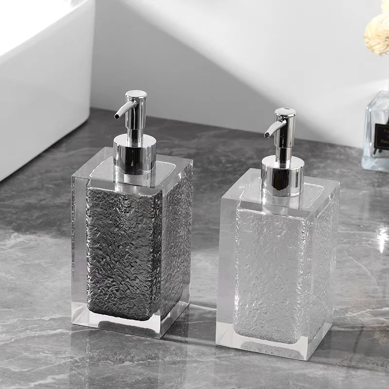 Dispensador de desinfectante de manos de resina, dispensador de baño, jabón líquido y champú recargable, soporte para gel de ducha y loción, botella de jabón portátil