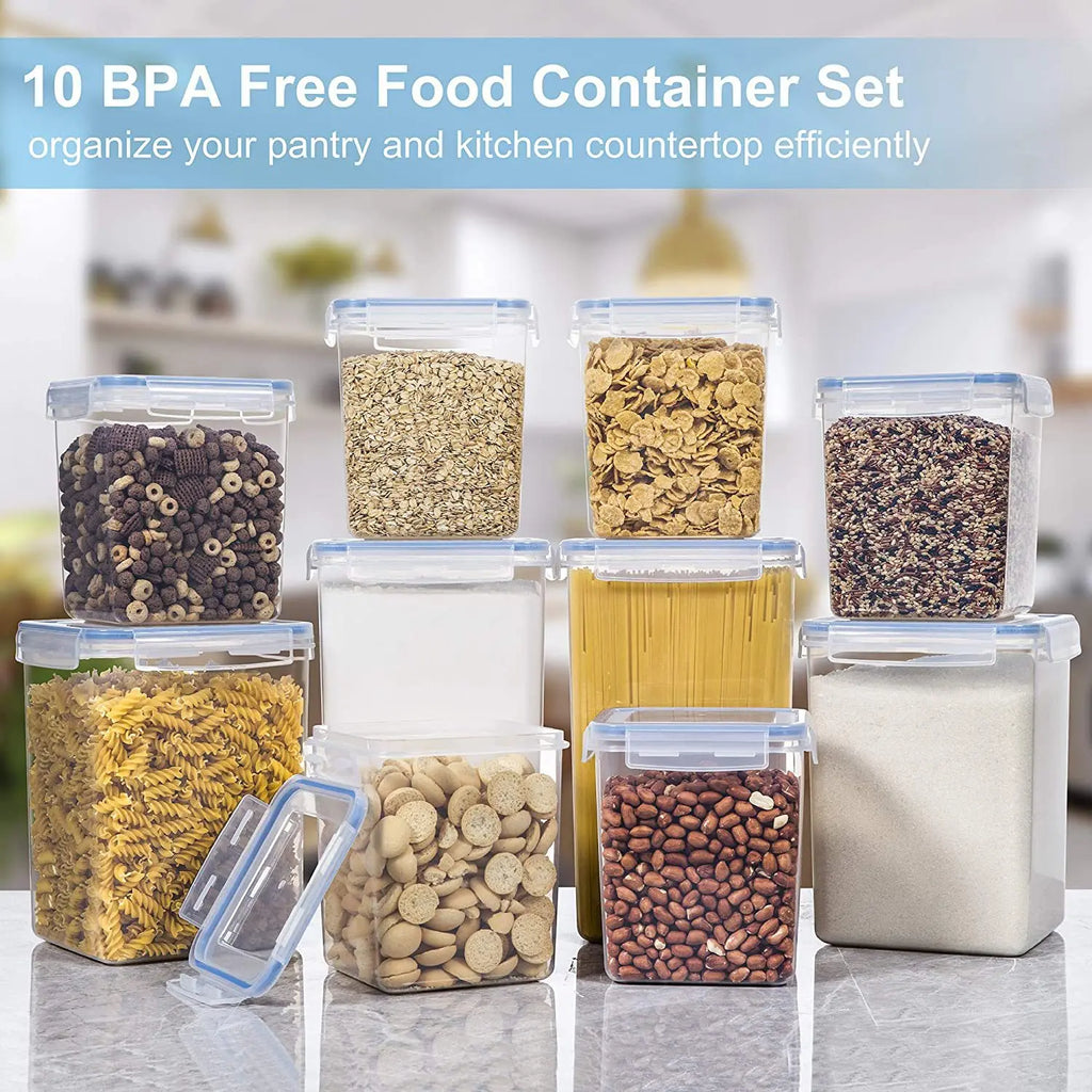 Caja de almacenamiento de alimentos sellada de 4 litros, de plástico transparente, sellada, a prueba de humedad y fugas, cubo organizador de cocina con estante