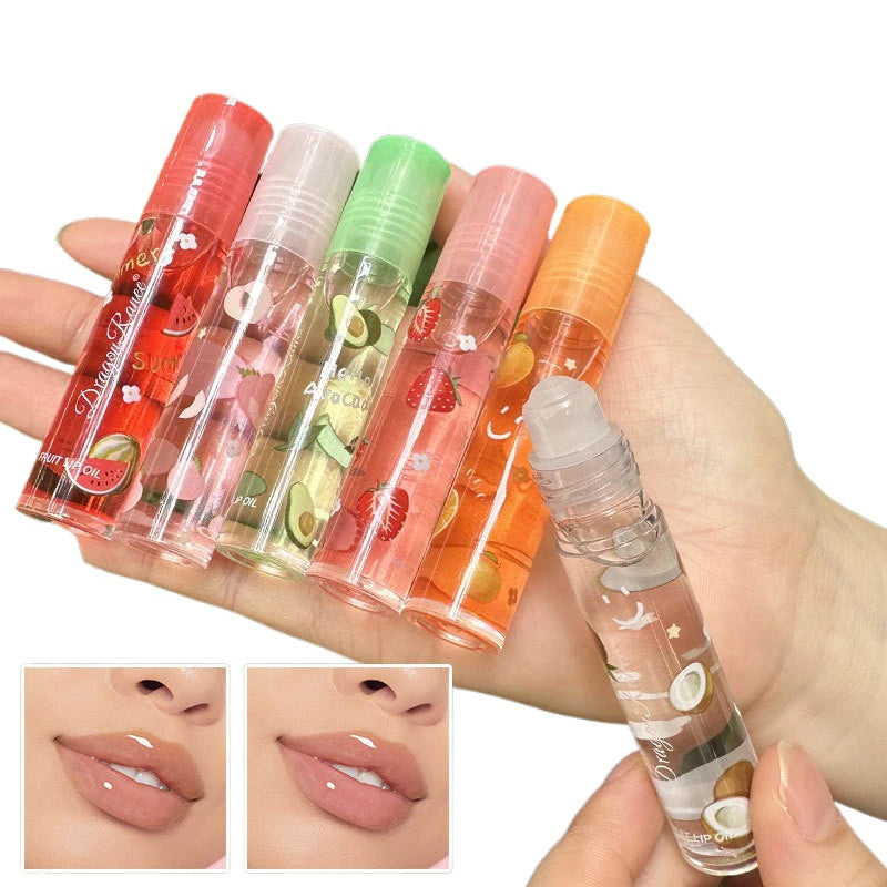 Aceite labial voluminizador transparente de 6 colores, brillo labial con efecto espejo, labial líquido transparente, hidratante, cuidado labial con frutas, maquillaje.