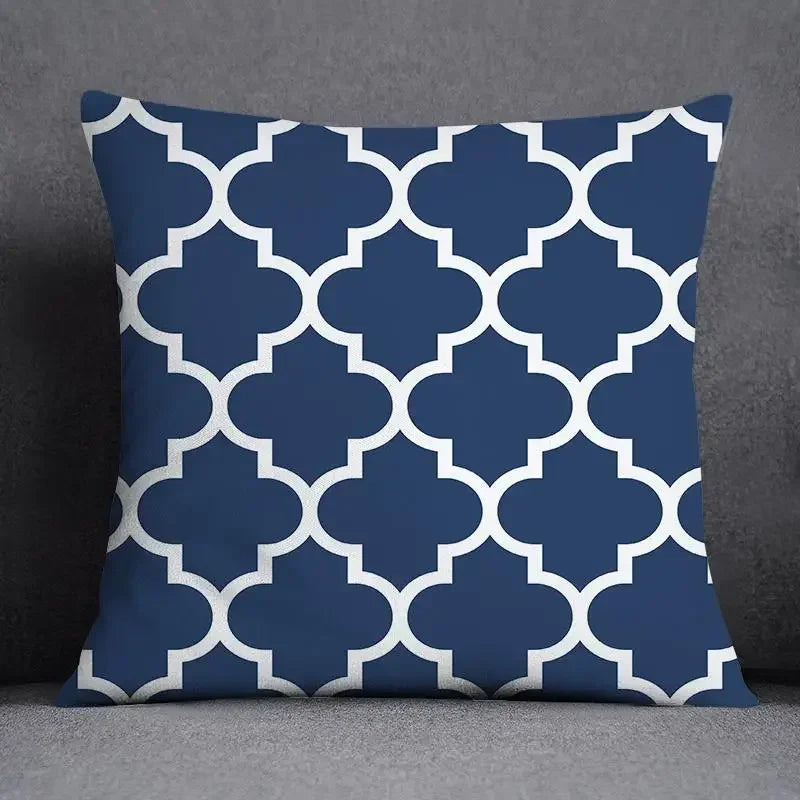 Funda de cojín de 45x45 cm con estampado geométrico, poliéster, azul grisáceo, funda de almohada para sofá, cojín decorativo, funda de almohada para el hogar