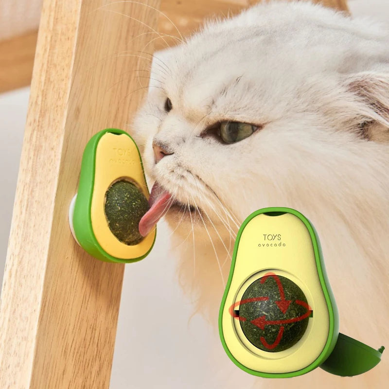 Hierba gatera natural, pelota giratoria adhesiva para pared, juguetes para limpiar los dientes de los gatos, pelota de hierba gatera, suministros para rascadores de hierba gatera