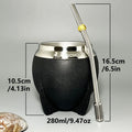 Kit de mate Gaucho con calabaza de acero inoxidable de 280 ml, aislamiento térmico, filtro extraíble, pajita, bombilla y cepillo de limpieza (venta al por mayor)