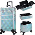 Maletín de maquillaje rodante 3 en 1, maletín de maquillaje desmontable, maletín de cosmetología con ruedas, carrito de maquillaje con cerradura de gran capacidad para salón de belleza.