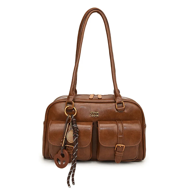 Bolso informal para el brazo, estilo retro, bolso Boston Pillow, bolso versátil de gran capacidad para el día a día, bandolera, nuevo modelo, tendencia urbana, PU Ma...