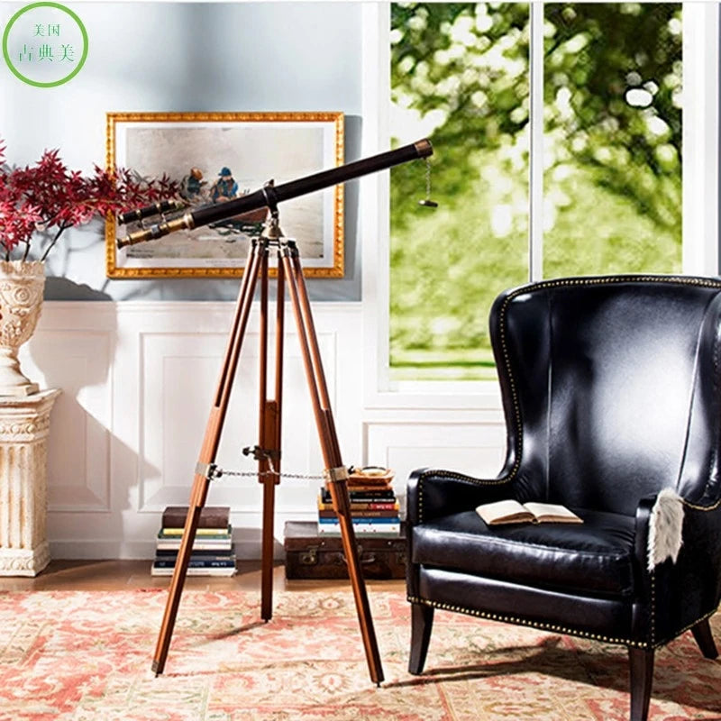 Telescopio de cobre puro, decoración de estilo europeo, americano y francés, decoración clásica suave para villas, oficinas y salas de exposición.
