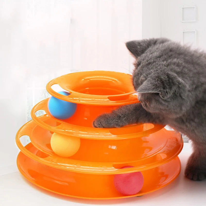 Juguete para gatos: bola de tres capas, tocadiscos interactivo educativo para gatos, torre de juego espacial para gatos.