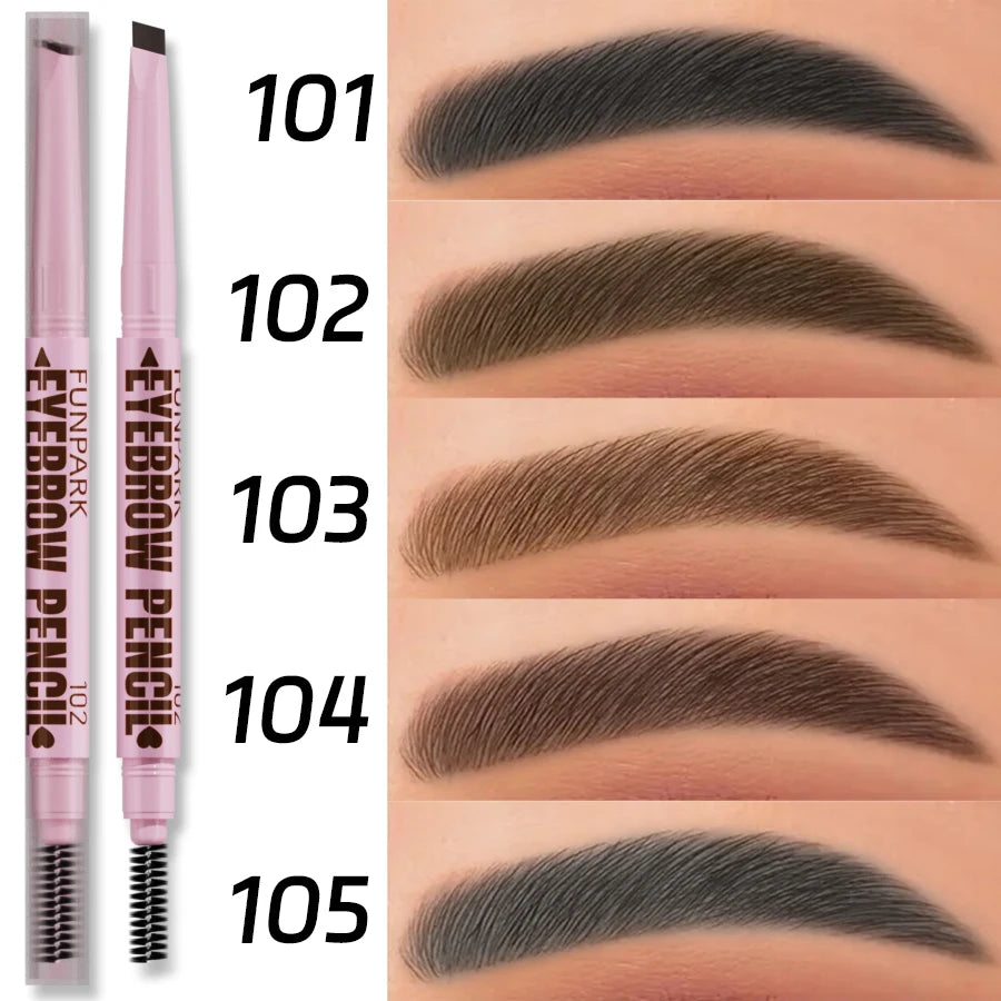 Lápiz de cejas 2 en 1, maquillaje profesional para mujer, 5 colores, resistente al agua, pincel para tatuaje de cejas, larga duración.