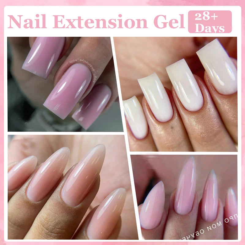 Kit de gel para extensión de uñas LILYCUTE de 15 ml, gel UV, acrílico, blanco, transparente, rosa, esmalte de uñas, lámpara LED, set de manicura para decoración de uñas.
