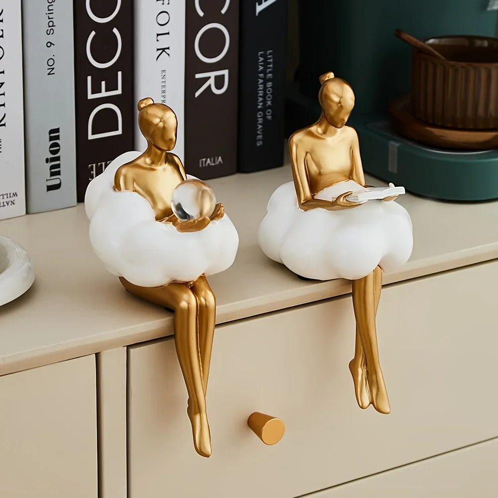 Escultura Chica Nube, Figura de Arte Abstracto, Estatua, Decoración Moderna de Mesa, Decoración de Lujo para el Hogar, Diseño Estético, Figurita, Artesanía