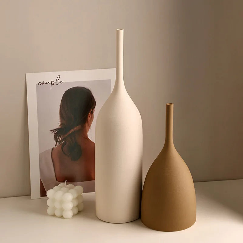 Jarrón nórdico minimalista Morandi Jarrón de cerámica vintage con textura cepillada Jarrón de cerámica vintage con textura cepillada Decoración del hogar