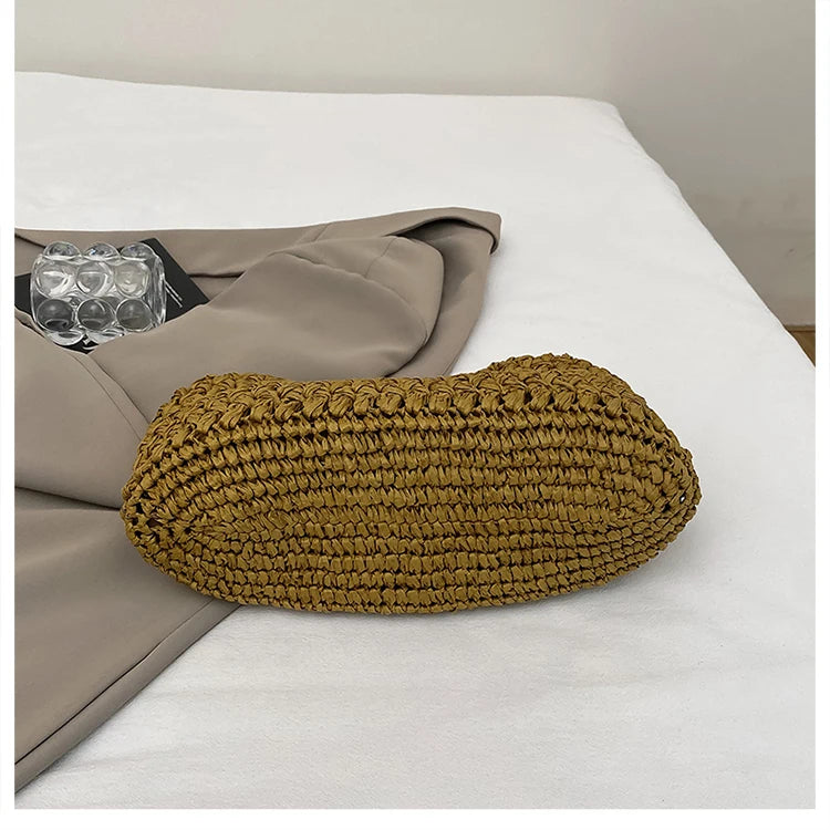 Nuevo bolso de playa de verano para mujer, bolso de mano de lujo de diseñador, bolsos de paja, bolso tote, bolsos de moda de ratán tejido, bolso de viaje para mujer