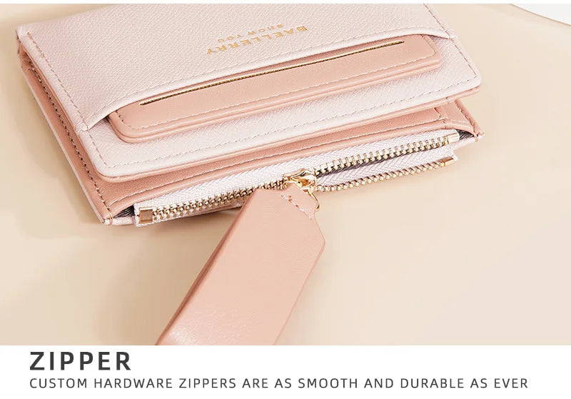 Nueva cartera para mujer con cremallera corta, elegante y de alta gama, con múltiples ranuras para tarjetas, tarjetero japonés y coreano para mujer.