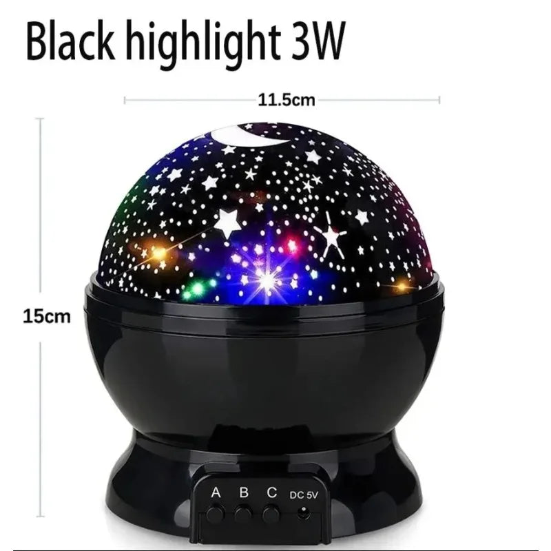 LED Starry Night Light Auto Rotating Pattern 500mAH Lithium Battery Starry Night Projection Light for Bedroom Decoration