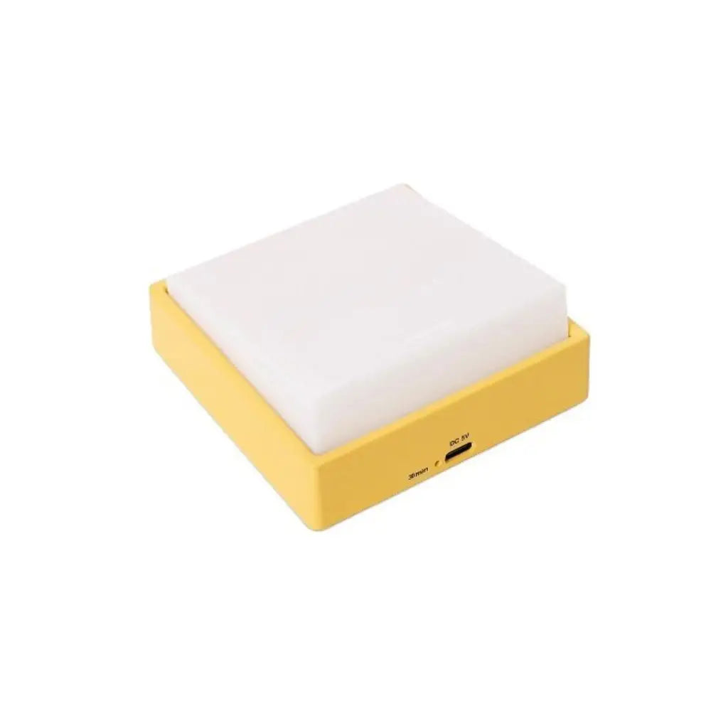 Luz nocturna LED con atenuación continua, protección ocular, succión magnética, diseño blanco y amarillo, carga USB.