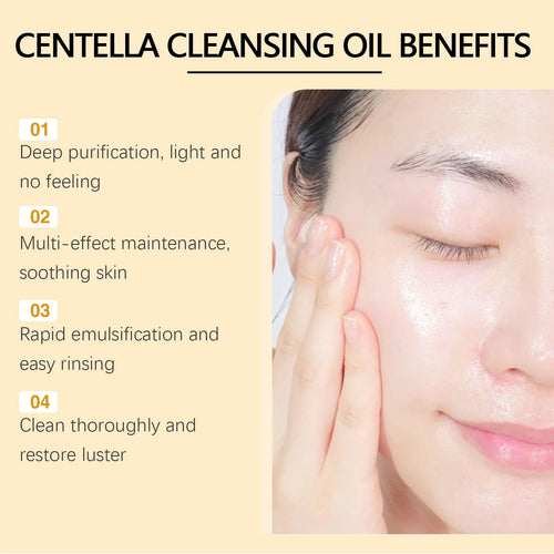 Aceite limpiador de centella, desmaquillante, limpieza facial suave, hidratante, con vitamina E, control de grasa, minimiza los poros. Productos para el cuidado de la piel.