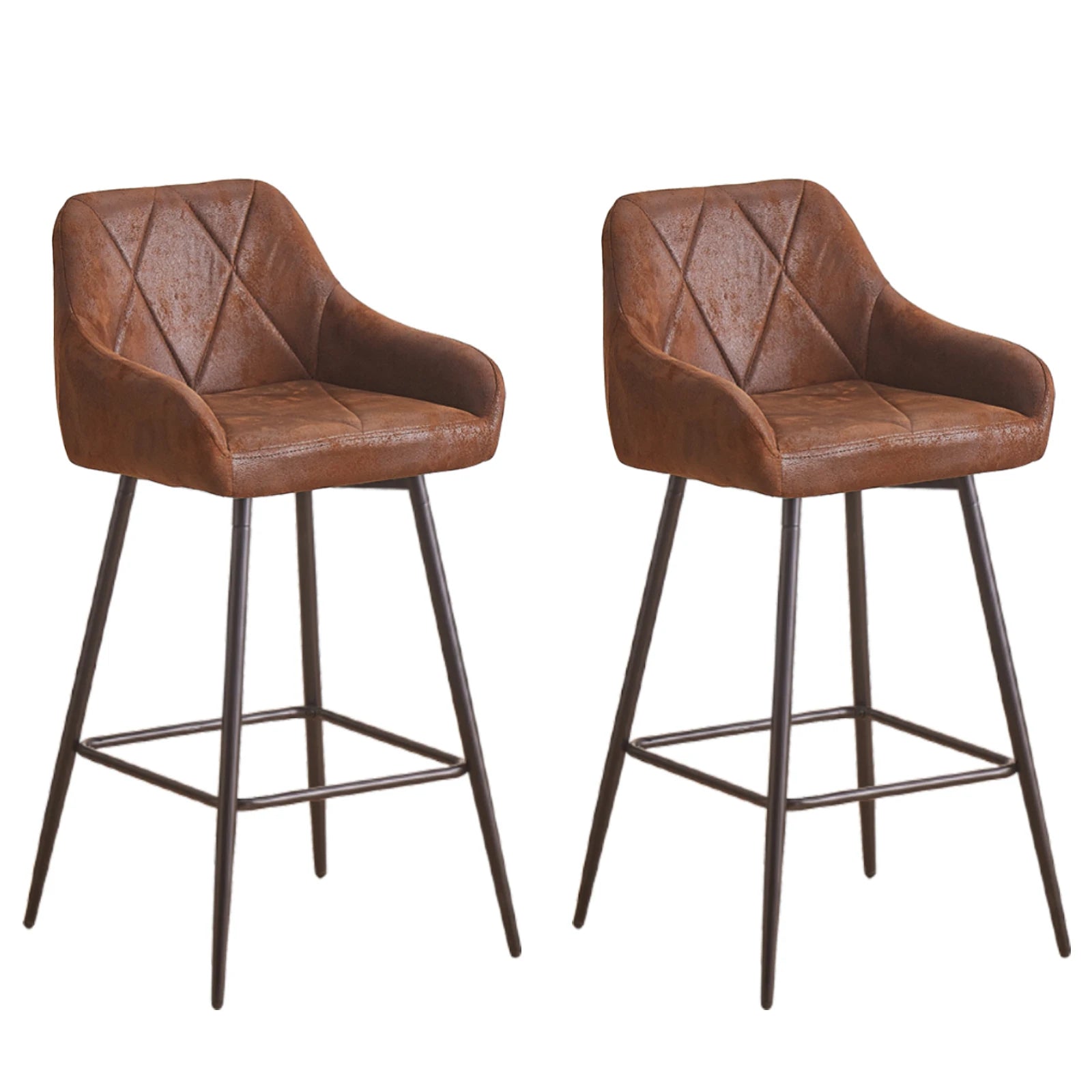 JYMTOM Juego de 2/4 piezas de taburetes de bar, taburetes de mostrador, taburetes de bistró, sillas de bar tapizadas en terciopelo/PU con reposabrazos, taburete moderno con metal negro