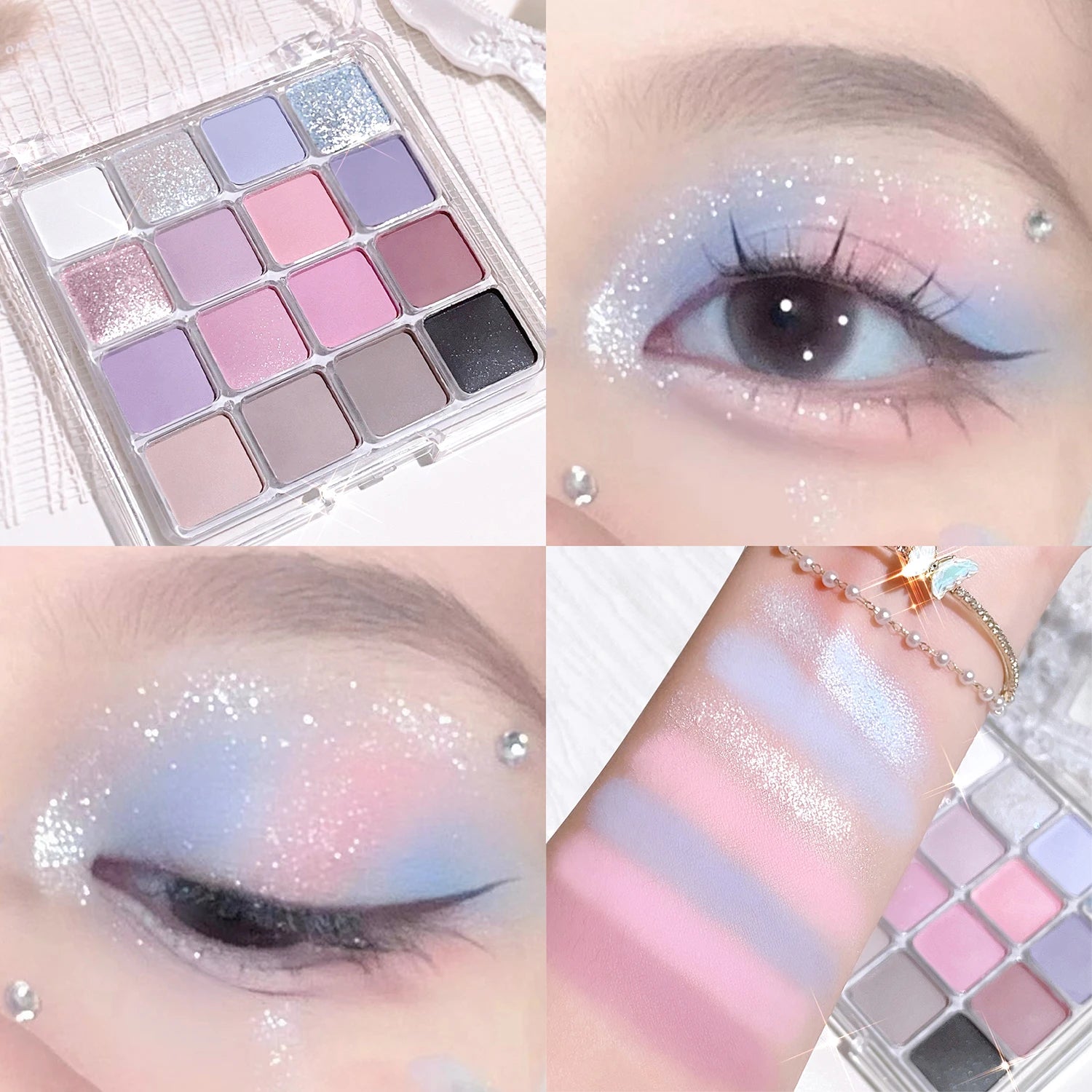 Paleta de sombras de ojos Sunset Magic con dieciséis colores, acabado mate nacarado en tonos tierra, maquillaje coreano.