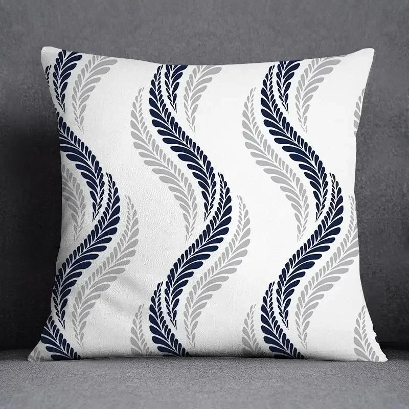 Funda de cojín de 45x45 cm con estampado geométrico, poliéster, azul grisáceo, funda de almohada para sofá, cojín decorativo, funda de almohada para el hogar