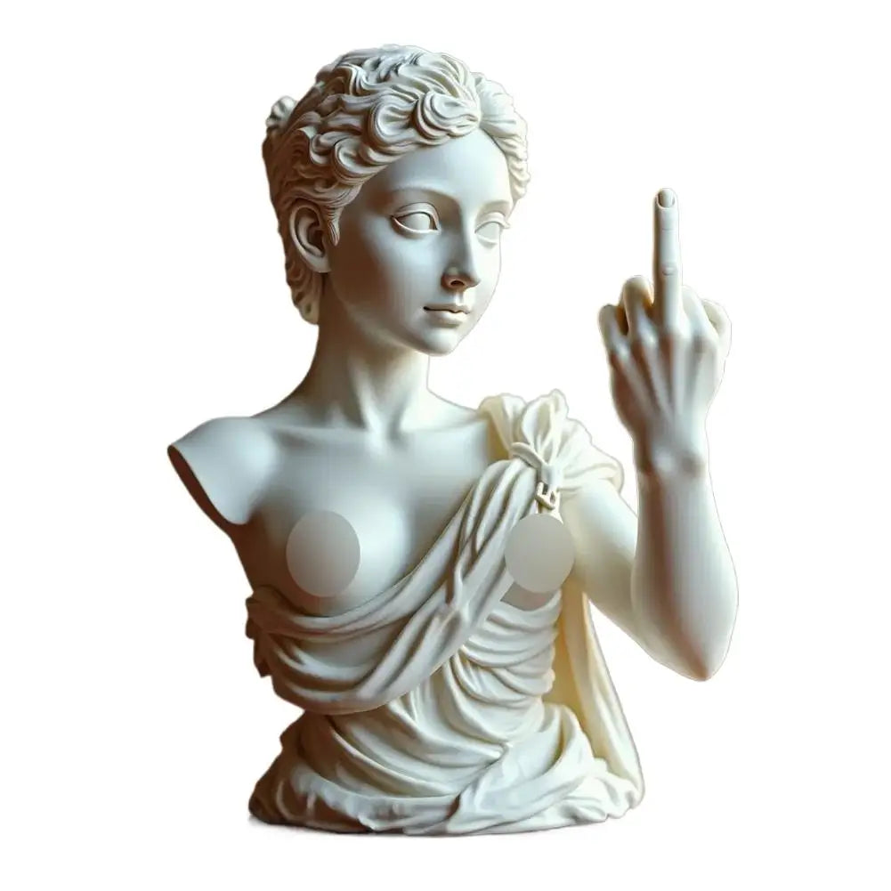 Estatua divertida de resina de la diosa vienesa con el dedo medio, decoraciones personalizadas para el hogar, el jardín, la oficina y la mesa. Regalos especiales.