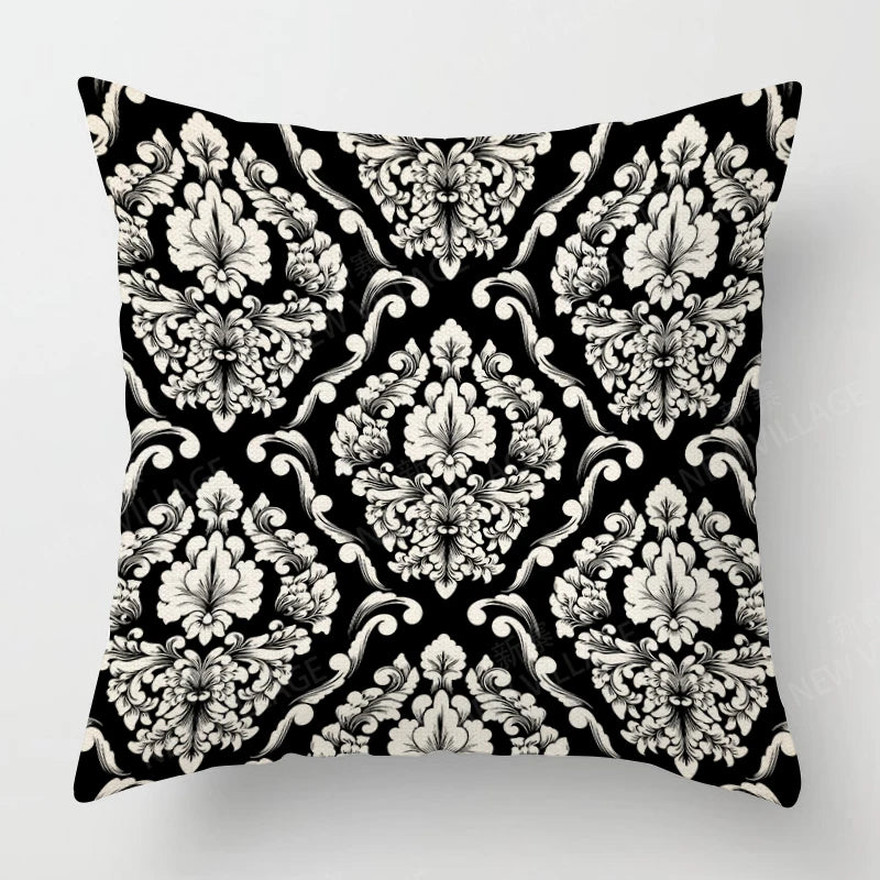 Funda de almohada de lino con estampado geométrico en blanco y negro para sofá o sofá. Decoración para el hogar. Se puede personalizar para ti. Tamaños disponibles: 40x40, 45x45, 50x50 y 60x60.
